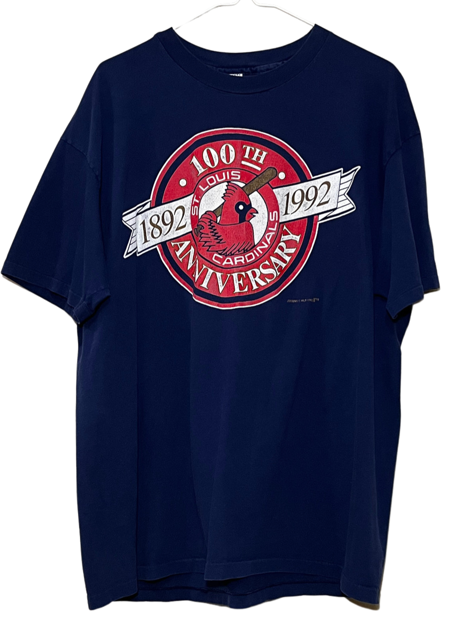 Vintage St. Louis Cardinals 1982 Vintage 100th Team Anniversary T-Shirt Navy XL