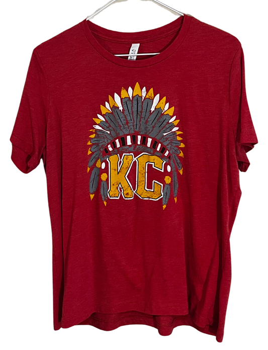 Kansas City Chiefs Head Dress Tee Women's Large