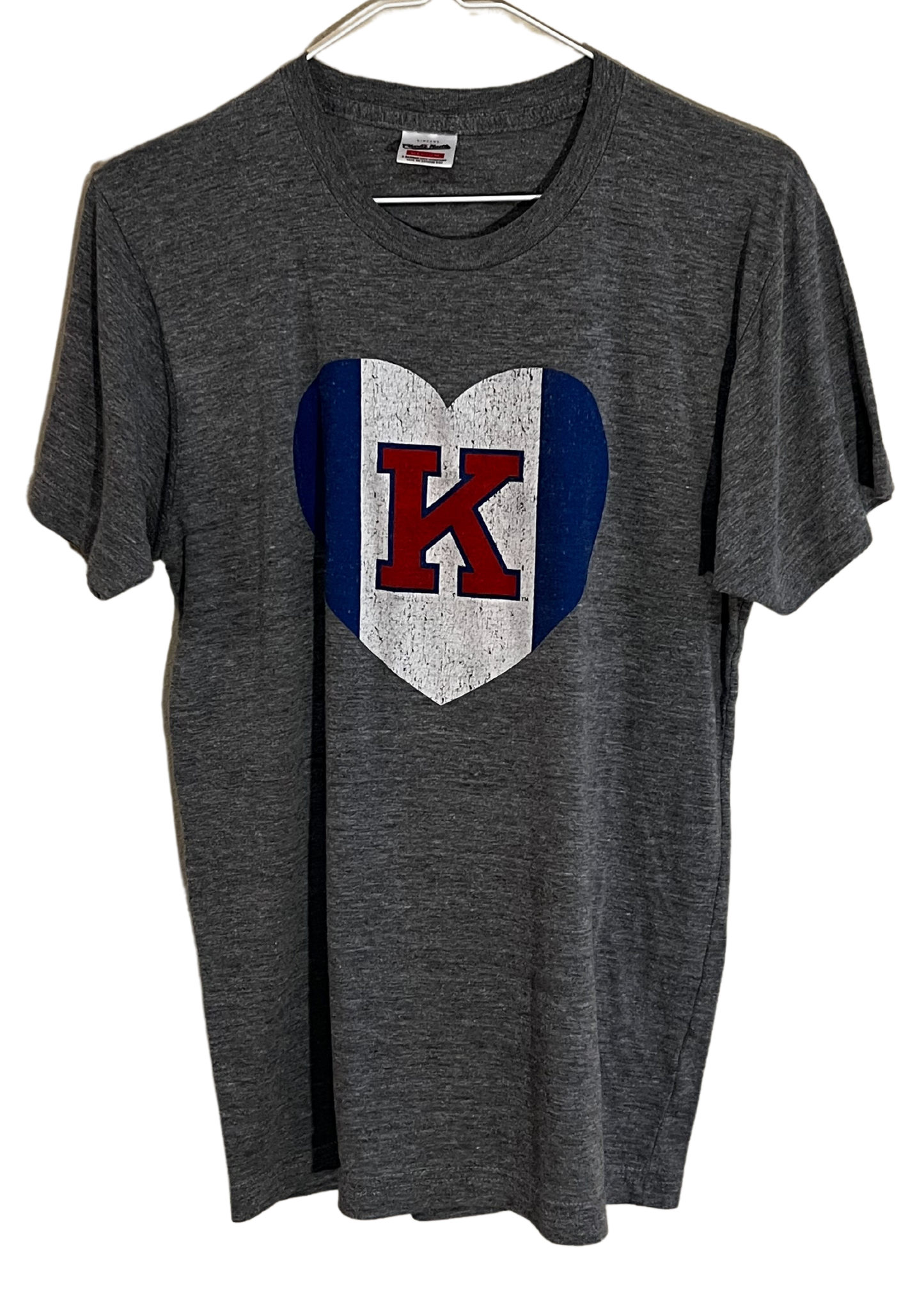 Charlie Hustle Kansas Flag Heart T-Shirt Gray Medium