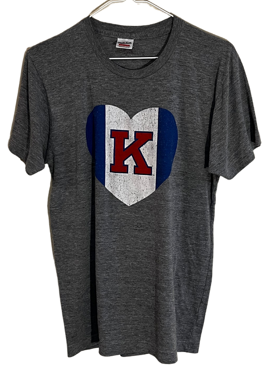 Charlie Hustle Kansas Flag Heart T-Shirt Gray Medium