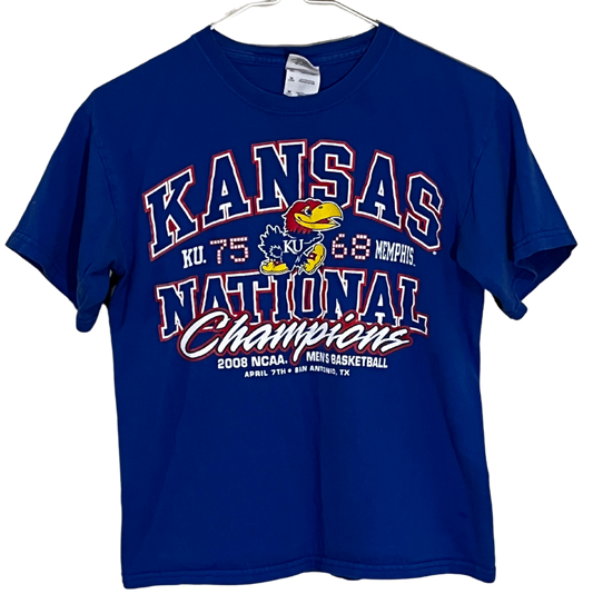 Vintage Kansas Jayhawks 2008 National Champions T-Shirt Kids Medium