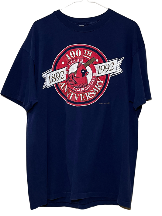 Vintage St. Louis Cardinals 1982 Vintage 100th Team Anniversary T-Shirt Navy XL