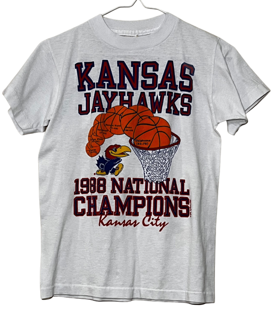 Kansas Jayhawks Vintage 1988 NCAA Basketball Tourney Champions Kids T-Shirt