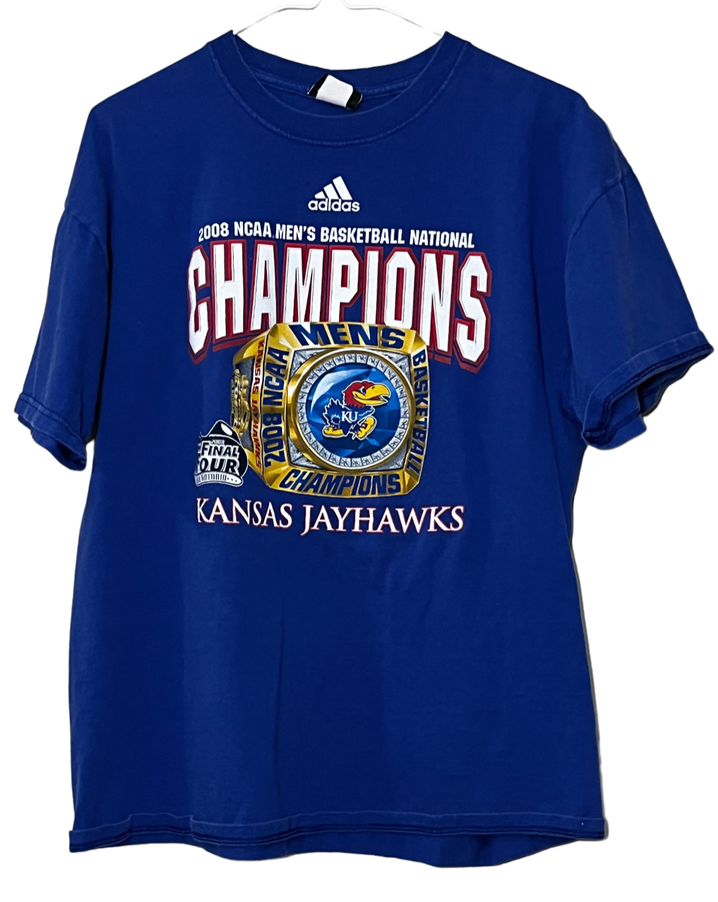 Kansas Jayhawks 2008 NCAA Basketball Champions Adidas T-Shirt Medium