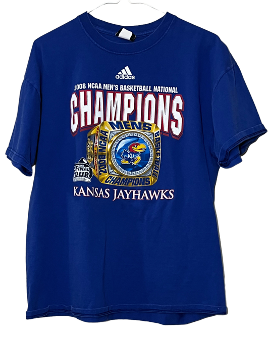 Kansas Jayhawks 2008 NCAA Basketball Champions Adidas T-Shirt Medium