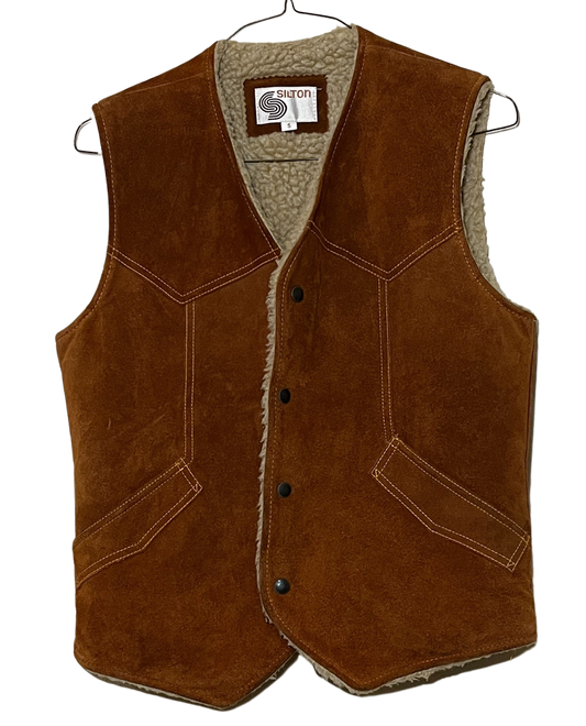 Silton Real Leather Vest Small with Snap Buttons Small