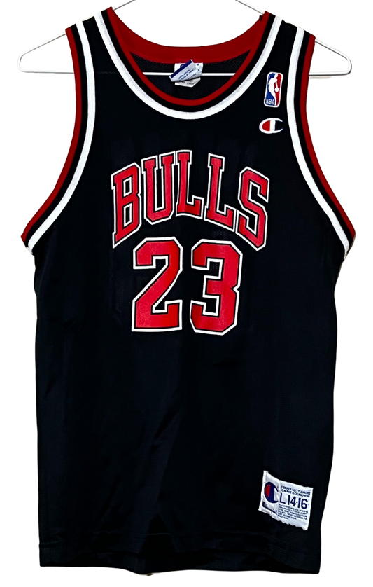 Vintage Authentic Chicago Bulls Michael Jordan Black Champion Jersey Kids M (14-16)