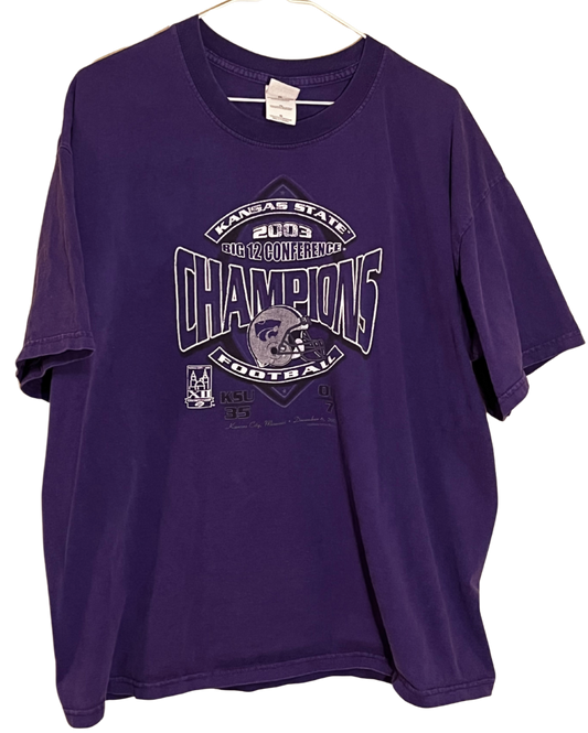 Vintage Kansas State Wildcats 2003 Big 12 Champions T-Shirt XL