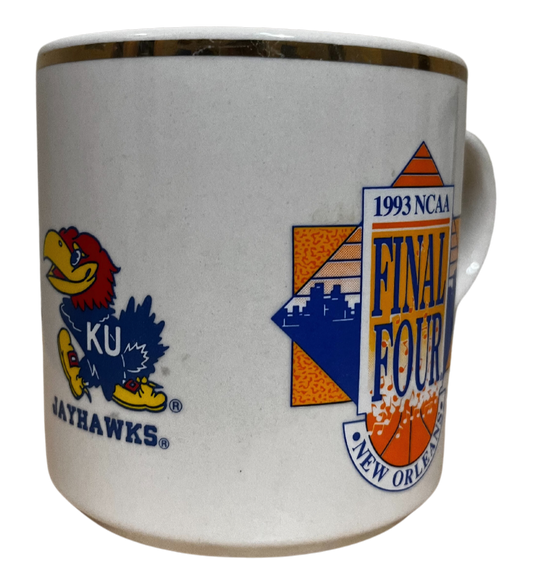 Vintage 1993 Final Four Mug Kansas Jayhawks, North Carolina Tar Heels, Michigan Wolverines, Kentucky Wildcats