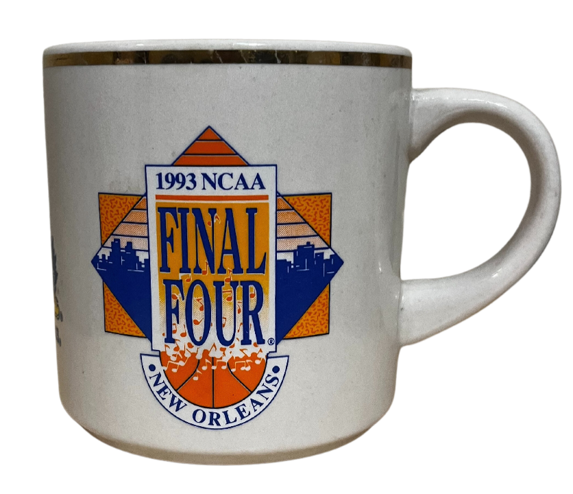 Vintage 1993 Final Four Mug Kansas Jayhawks, North Carolina Tar Heels, Michigan Wolverines, Kentucky Wildcats