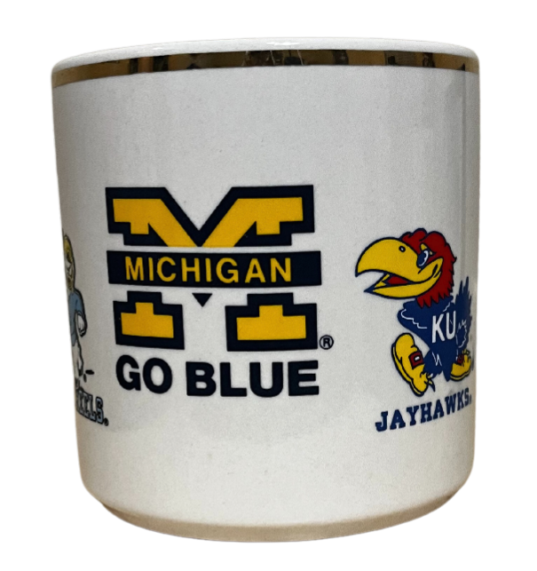 Vintage 1993 Final Four Mug Kansas Jayhawks, North Carolina Tar Heels, Michigan Wolverines, Kentucky Wildcats