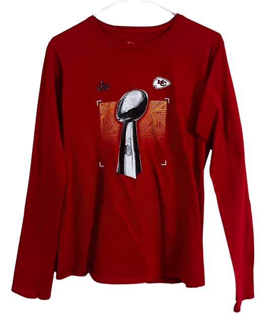 Kansas City Chiefs Ladies Super Bowl LIV Lombardi Trophy Long Sleeve T-Shirt Ladies XL