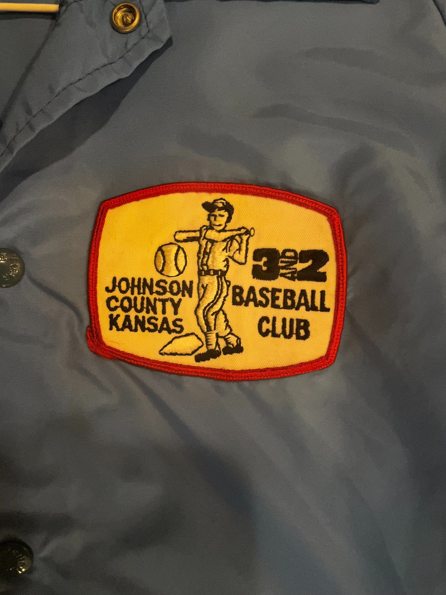 Vintage Johnson County 3 and 2 Little League Light Blue Jacket Medium